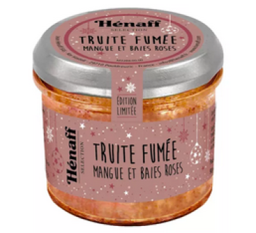 Geräucherte Forelle mit Mango und rosa Beeren von Henaff